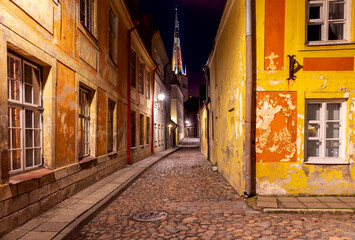 Fototapeta na wymiar Tallinn. Estonia. Old town at night.