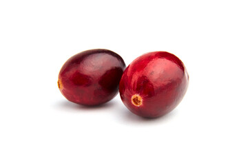 Fresh cranberries isolated on white background