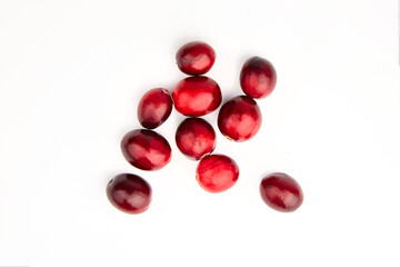 Cranberries isolated on white background