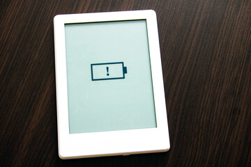 Low battery message on the portable book.