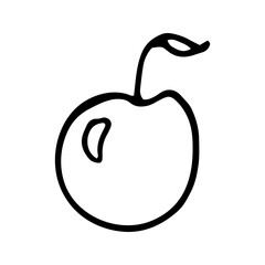 Single hand drawn apple for greeting cards, posters, recipe, culinary design. Isolated on white background. Doodle vector illustration.