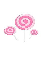  three delicious pink lollipops, sweets, dessert