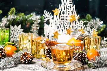 Winter hot drink Cup tea window decoration Christmas ornaments