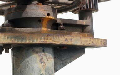 Close-Up a veiw of a big drive gear for a hand turn manual Close-Open valve.