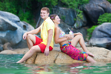 loving couple on beach