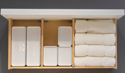white towels in the drawer