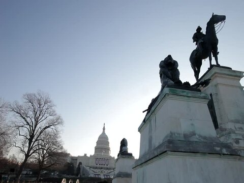 Washington DC - January, 2009 - Wide shot of the Ulysses S. Grant Memorial at dawn.