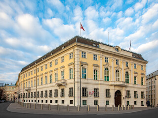 Fototapeta na wymiar Federal Chancellery Bundeskanzleramt in Vienna, Austria. Important government building on Ballhausplatz in the downtown district.