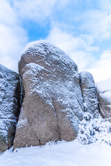Wintertime granite rocks