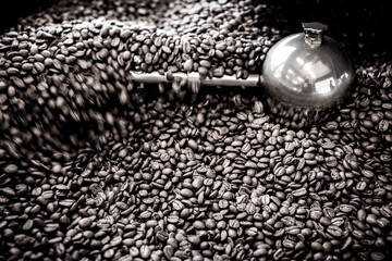 Coffee beans being roasted slowly in a local coffee shop