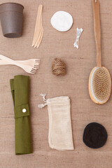 Fototapeta na wymiar wooden objects and eco friendly skincare things