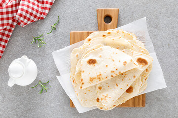 Indian flatbread chapati, thin lavash, pita