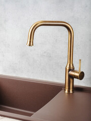 Golden kitchen faucet, sink kitchen, modern, luxury