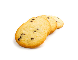 Chocolate Chip Biscuits Isolated, Golden Butter Cookies