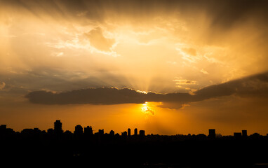 Skyline of the city of Sao Paulo during sunset