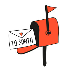 New Year letter to Santa Claus. Hand-drawn.