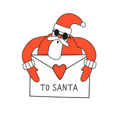 New Year letter to Santa Claus. Hand-drawn.