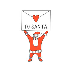 New Year letter to Santa Claus. Hand-drawn.