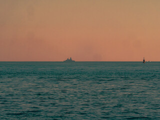 Royal Navy destroyer  in the sea