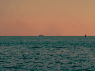 Royal Navy destroyer  in the sea