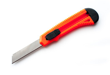 Red office knife on a white background