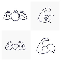 Hands muscular design vector, Fitness equipment icon concept, Creative Gym Symbol, Illustration