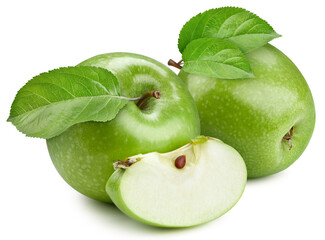 Organic green apple with Clipping Path isolated