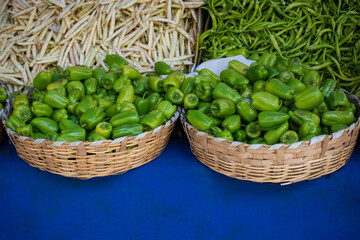 A Lot of green Peppers as food background