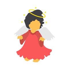 Cute Christmas Angel Flying Vector Icon. New Year, holiday concept.