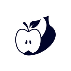 Apple with banana Fruit for Fitness icon concept, Creative Gym Symbol, Illustration