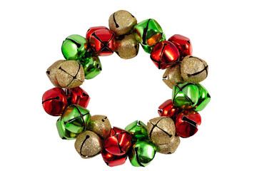 Christmas bells wreath isolated on white background. High quality photo