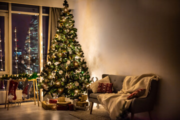 Decorated christmas tree with illumination