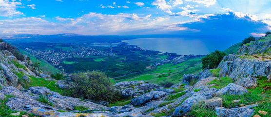 Panoramic view of the north of the Sea of Galilee