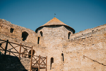 Fototapeta na wymiar Medieval Akkerman fortress ( Belgorod-Dnestrovskaya fortress). Preserved ruins of an ancient building - Citadel on Ukrainian territory.