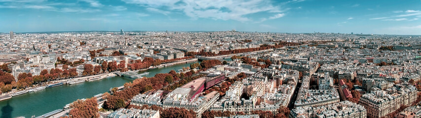 Fototapeta na wymiar The river Seine passing through Paris seen from the Eiffel Tower.