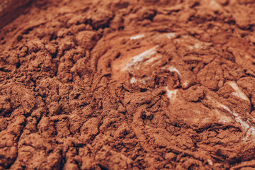 Cacao dough close-up. Macro shot. Liquid dough.