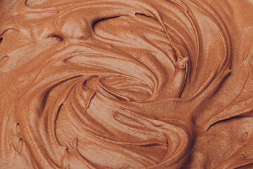 Cacao dough close-up. Macro shot. Liquid dough. Dough waves.
