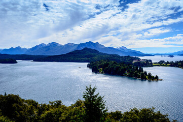 Lake and mountains landscape in Bariloche.