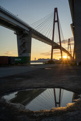 Obraz premium Bridge Meiko Triton at sunrise in Aichi Japan