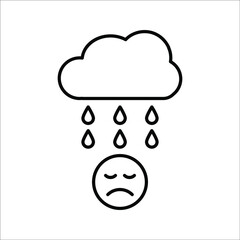 Depression Icon Symbol. Premium Quality Isolated Sadness Element In Trendy Style