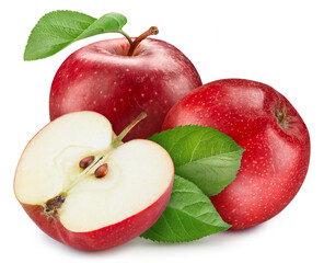 Organic red apple with Clipping Path isolated