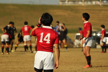 ラガーマン背番号１４番の後ろ姿