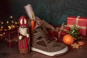 Saint Nicholas gifts and chocolate