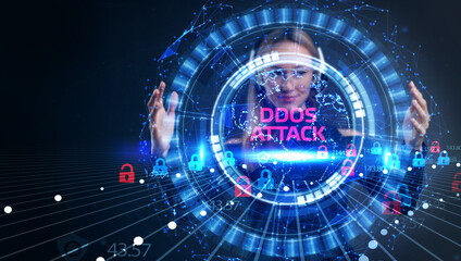Cyber security data protection business technology privacy concept. Ddos attack