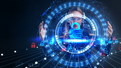 Cyber security data protection business technology privacy concept.
