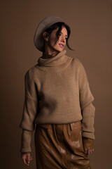 Fashion photo of a beautiful young woman. Sensual woman. Photo. Studio. 