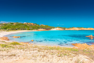 Amazing pink sand beach in Budelli Island, Maddalena Archipelago, Sardinia Italy