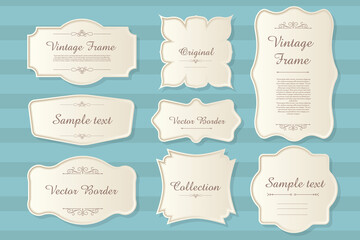 Vector set of calligraphic Vintage labels and frames design elements