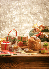 A panettone and candied fruit cubes