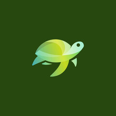 Creative line art turtle with origami's style and variant color